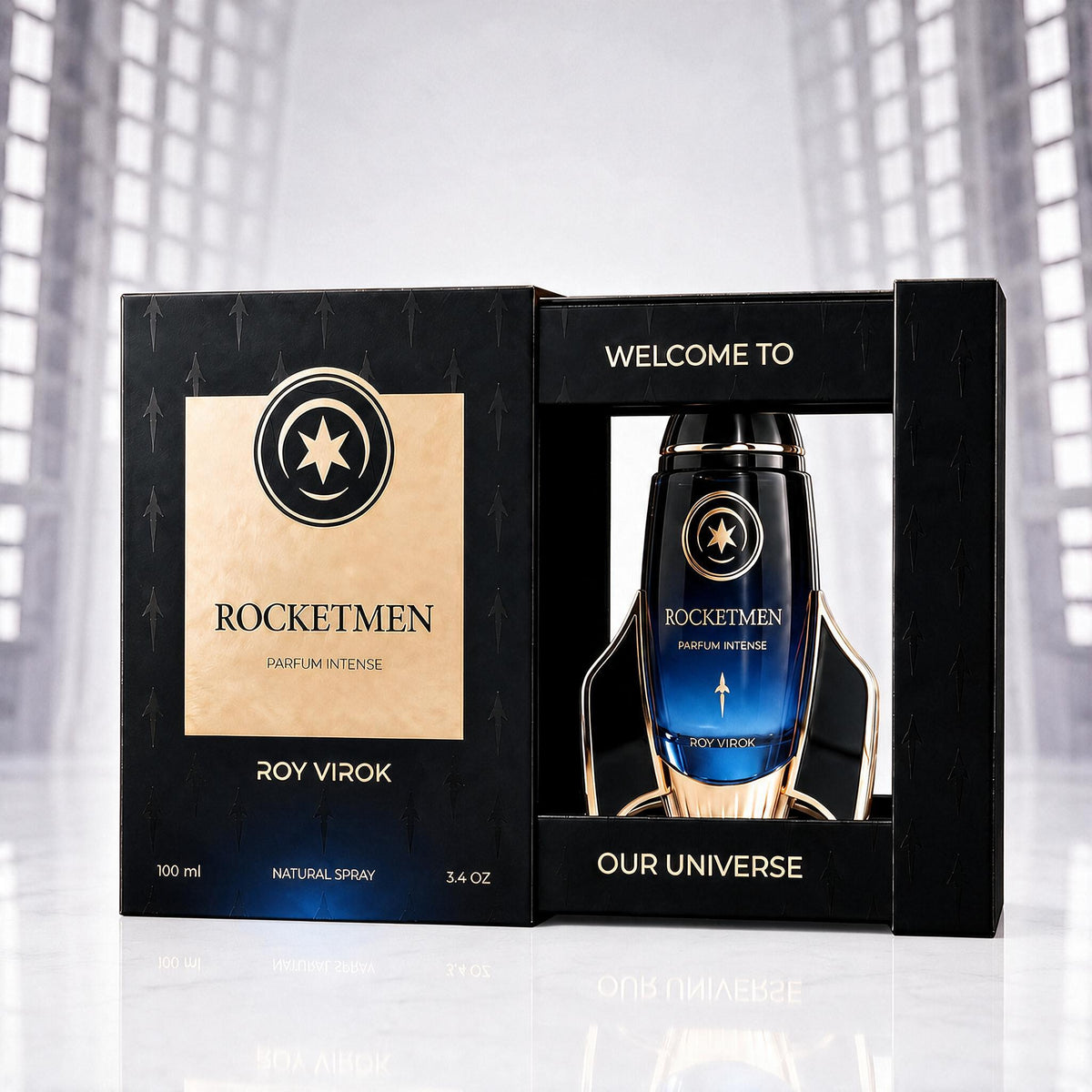 ROCKETMEN Parfum Intense 100 ml presentation and box.