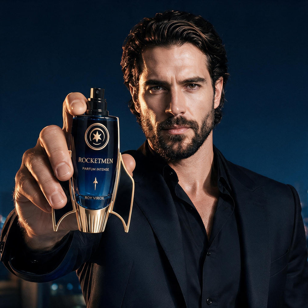 ROCKETMEN Parfum Intense in an elegant night setting by ROY VIROK